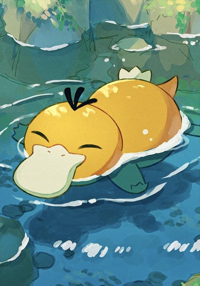 Psyduck sleeping on water